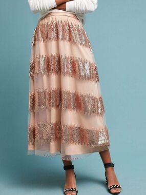 Eva Franco Blush Sequin Revery Maxi Skirt from Anthropologie, Size 0. GORGEOUS!!